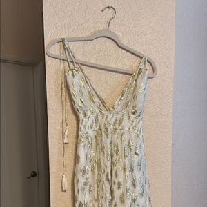 Elegant Gold and White Women's Dress